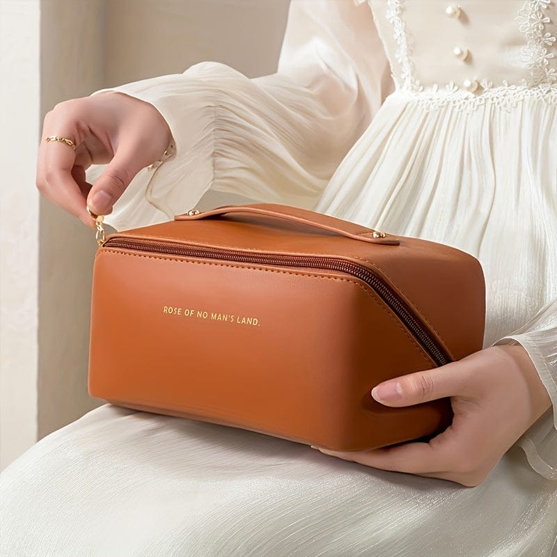 Pavoco Kosmetik- und Make-up-Zubehör Braun Luxuriöser Make up Organizer für Damen kompakt wasserabweisend ideal für Reisen