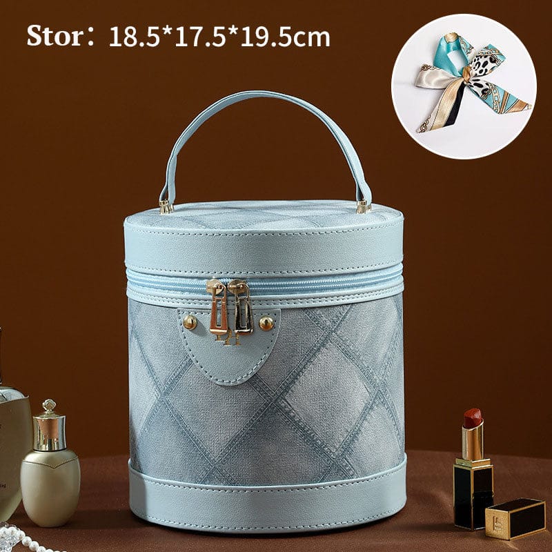 Pavoco Kosmetiktaschen & -etuis Groß / Denim blau Stilvolle Kosmetiktasche für Damen wasserabweisend mit Spiegel PU-Leder elegant