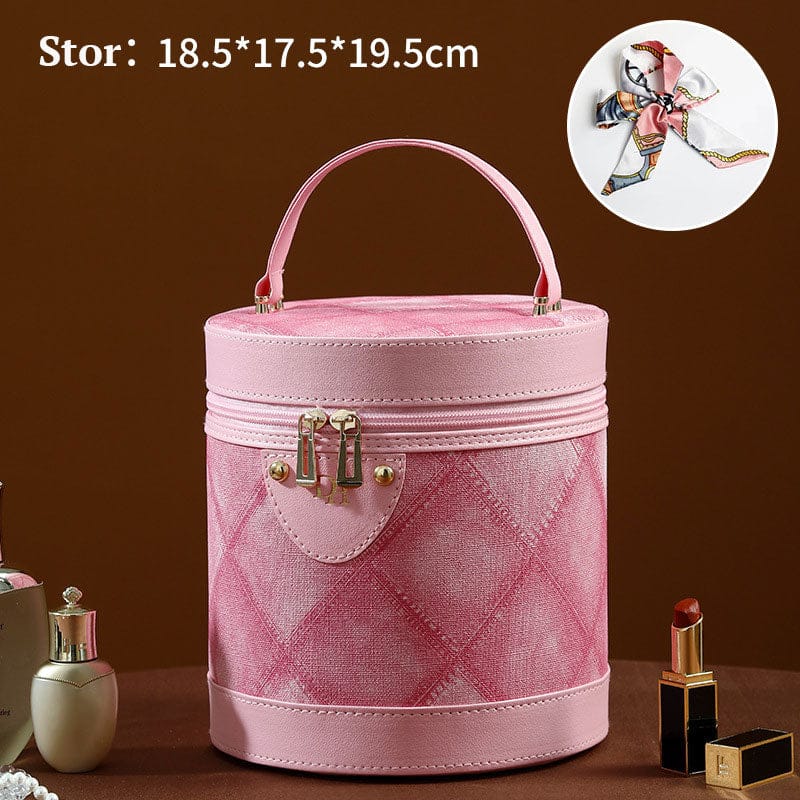 Pavoco Kosmetiktaschen & -etuis Groß / Denim-Rosa Stilvolle Kosmetiktasche für Damen wasserabweisend mit Spiegel PU-Leder elegant