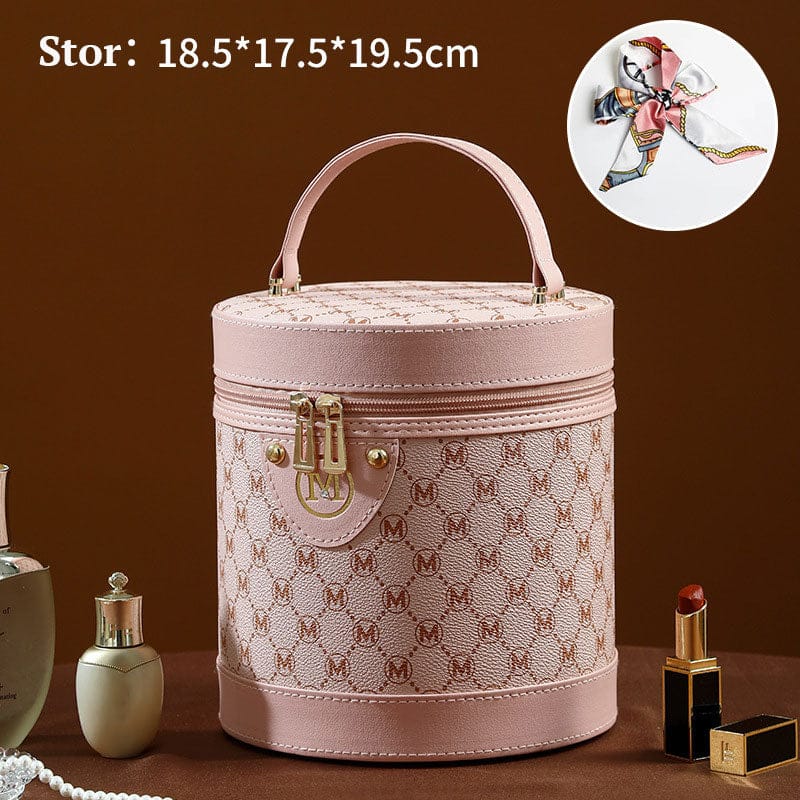 Pavoco Kosmetiktaschen & -etuis Groß / Rosa Stilvolle Kosmetiktasche für Damen wasserabweisend mit Spiegel PU-Leder elegant