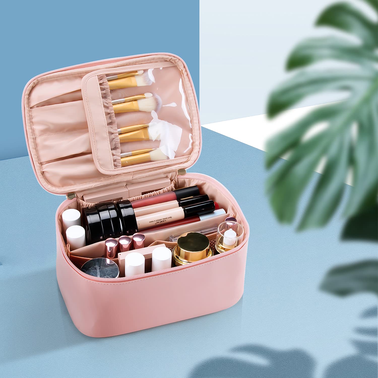 Pavoco Kosmetiktaschen & -etuis Praktischer Make-up Organizer für Damen tragbar mit verstellbaren Fächern groß