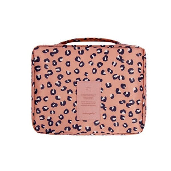 Pavoco Kosmetiktaschen & Organizer Rosaer Leopard Wasserdichter Make Up Organizer für Damen kompakt leicht mit Fächern zur Aufbewahrung