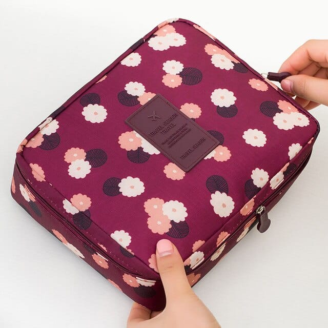 Pavoco Kosmetiktaschen & Organizer Violette Blumen Wasserdichter Make Up Organizer für Damen kompakt leicht mit Fächern zur Aufbewahrung