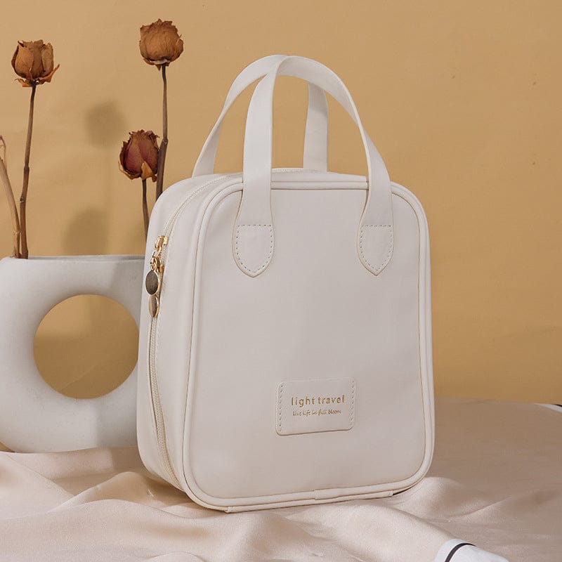 Pavoco Kosmetiktaschen Weiß Praktische Kosmetiktasche Damen leicht tragbar aus PU-Leder vielseitig für Reisen