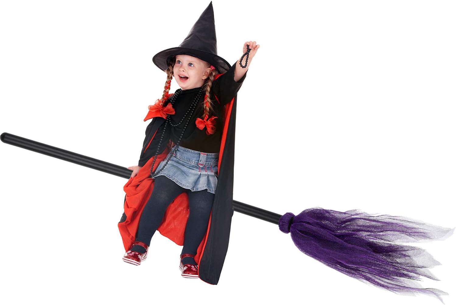 Pavoco Kostüme & Zubehör Alina | Lustiger Hexenbesen für Kinder Halloween 85 cm