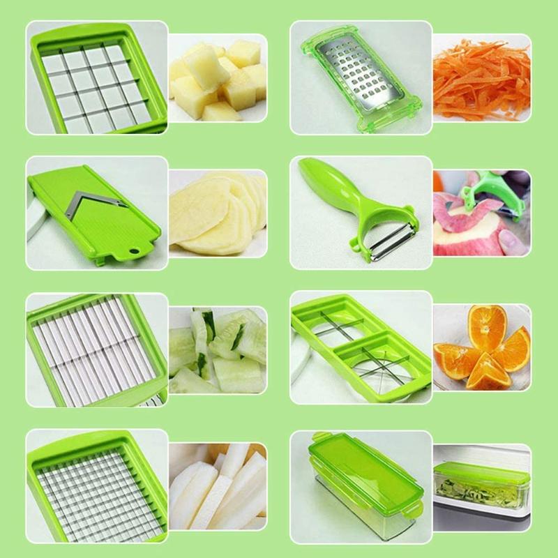 Pavoco Küchenwerkzeuge & -gadgets Default Vielseitiger Gemüsehacker für Unisex Edelstahl platzsparend 12-in-1 Küche