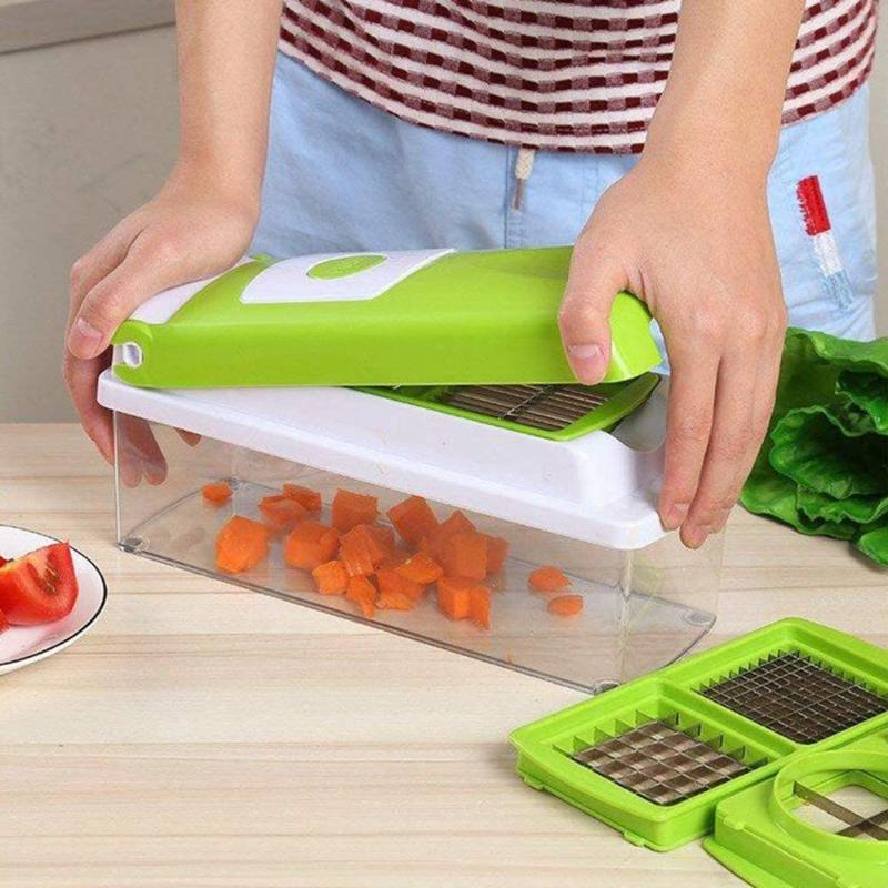 Pavoco Küchenwerkzeuge & -gadgets Default Vielseitiger Gemüsehacker für Unisex Edelstahl platzsparend 12-in-1 Küche