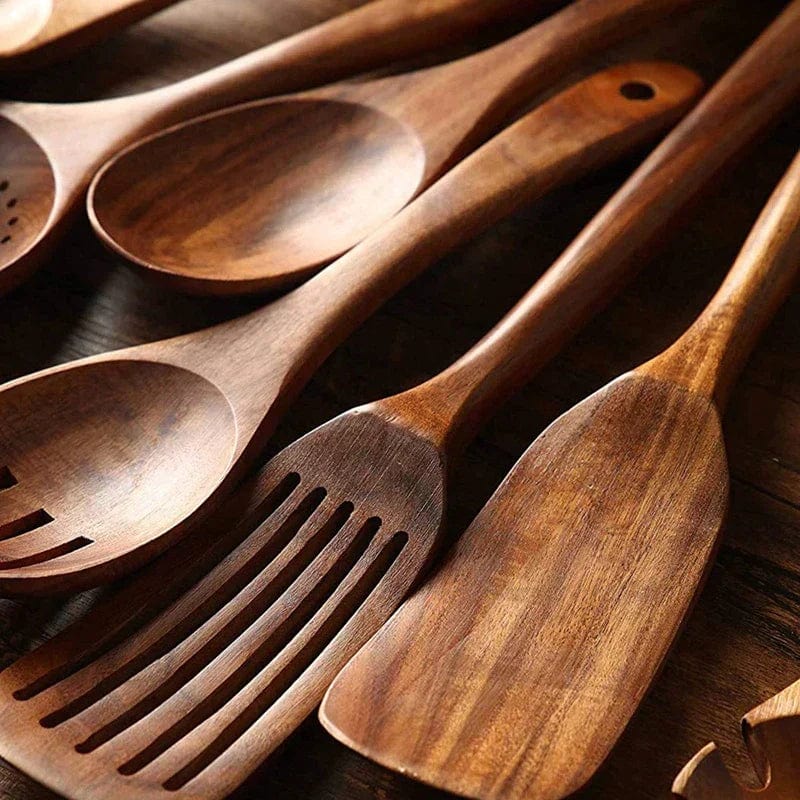 Pavoco Küchenwerkzeuge & -utensilien Default Hochwertiges Teak-Set für Küchenliebhaber nachhaltig elegant 10-teilig