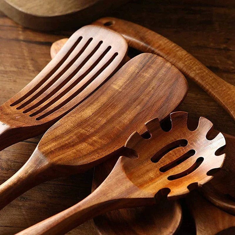 Pavoco Küchenwerkzeuge & -utensilien Default Hochwertiges Teak-Set für Küchenliebhaber nachhaltig elegant 10-teilig