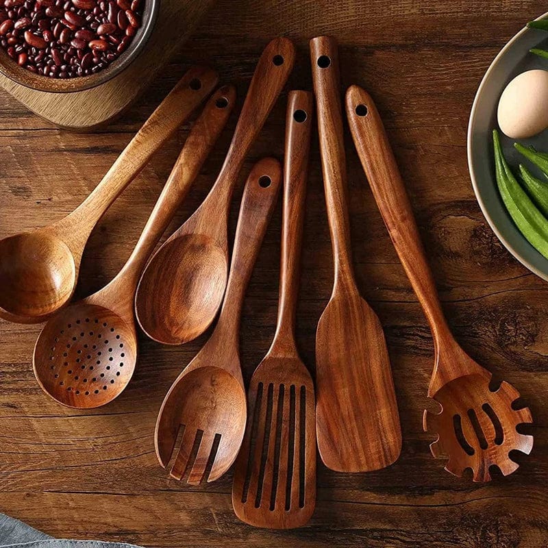Pavoco Küchenwerkzeuge & -utensilien Default Hochwertiges Teak-Set für Küchenliebhaber nachhaltig elegant 10-teilig