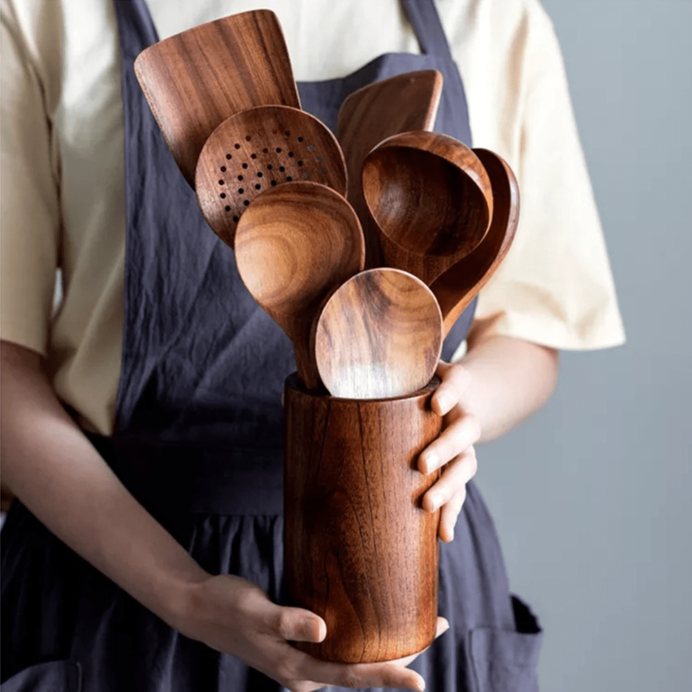 Pavoco Küchenwerkzeuge & -utensilien Default Hochwertiges Teak-Set für Küchenliebhaber nachhaltig elegant 10-teilig