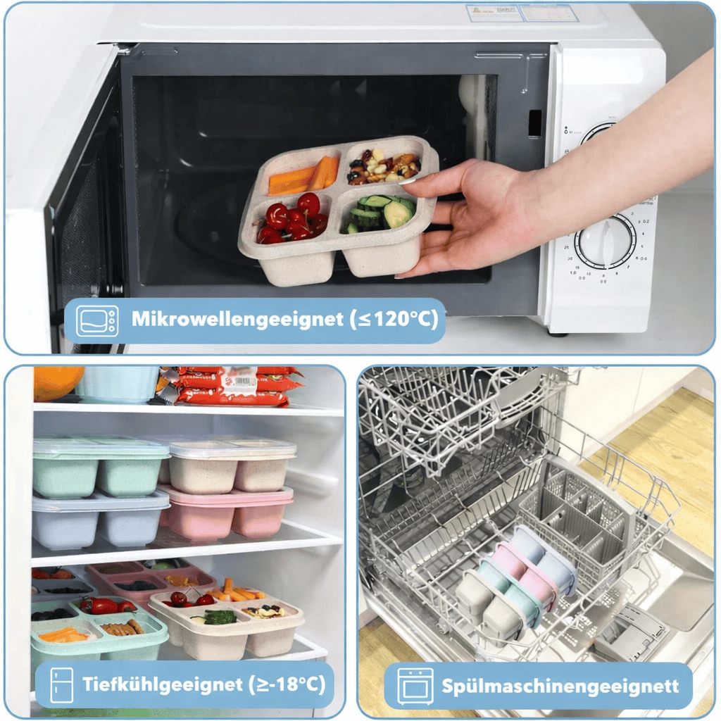 Pavoco Lebensmittelaufbewahrungsbehälter Default Praktische Bento Box für Unisex 4-teilig umweltfreundlich luftdicht wiederverwendbar