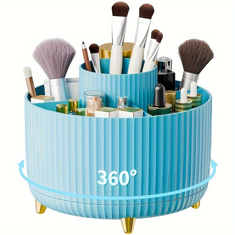 Pavoco Makeup-Organisationsprodukte Blau Stilvoller Make Up Organizer für Damen drehbar Kunststoff 5 Fächer kompakt