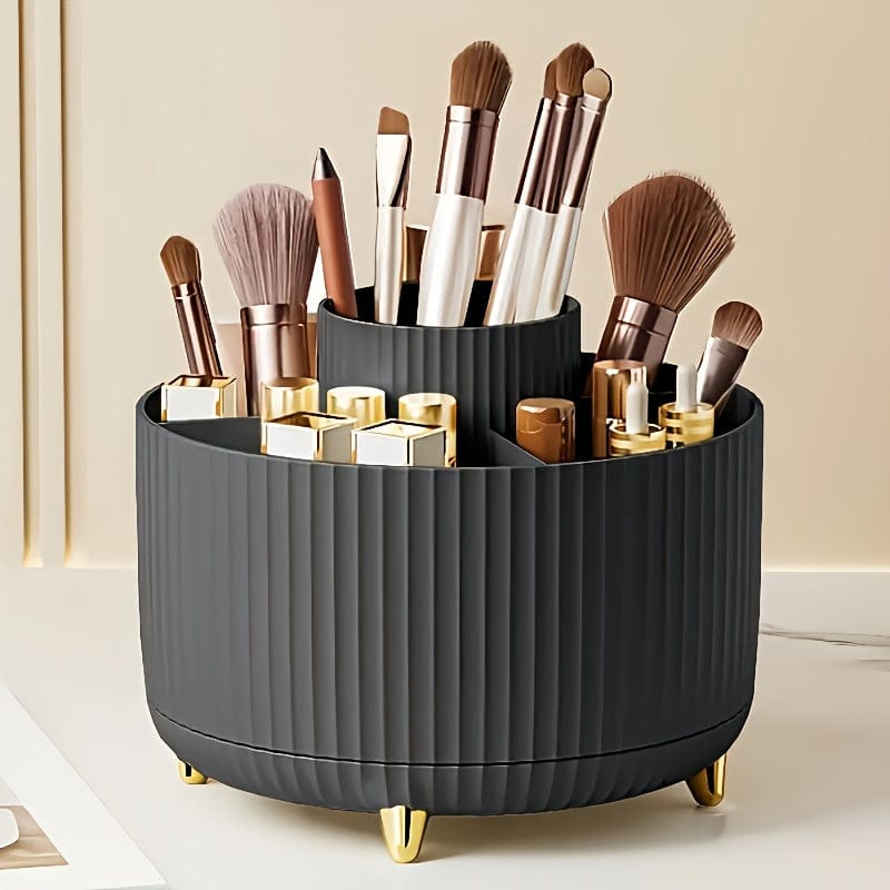 Pavoco Makeup-Organisationsprodukte Schwarz Stilvoller Make Up Organizer für Damen drehbar Kunststoff 5 Fächer kompakt