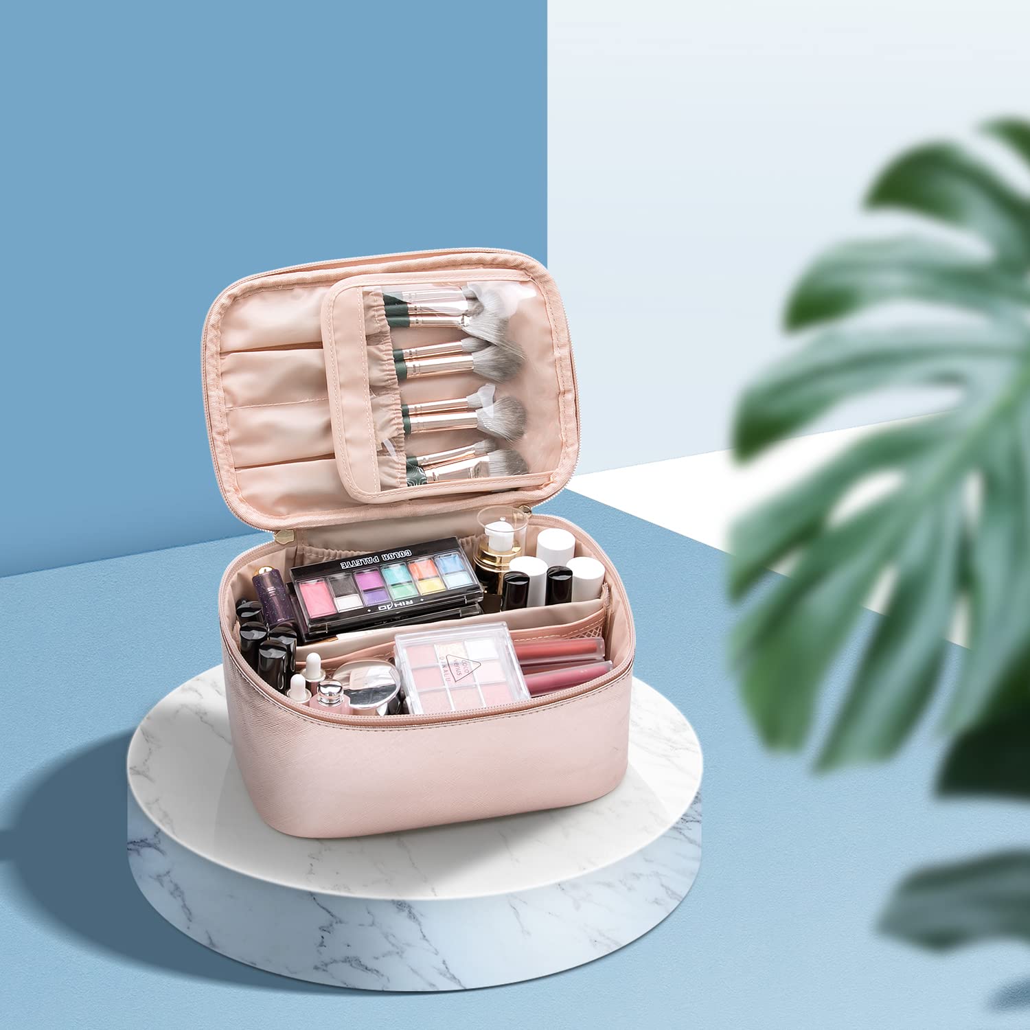 Pavoco Makeup-Organizer Praktischer Kosmetik Organizer für Damen kompakt tragbar mit verstellbaren Trennwänden
