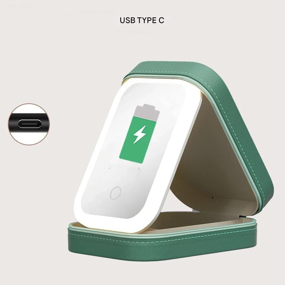 Pavoco Makeup-Organizer Stilvoller Kosmetik Organizer für Damen kompakt wasserdicht mit LED Spiegel