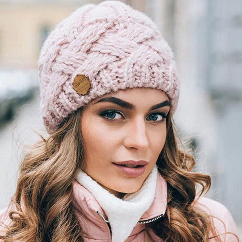 Pavoco Mützen Rosa Weiche Strickmütze für Damen warm vielseitig Winter aus Wolle Baumwolle