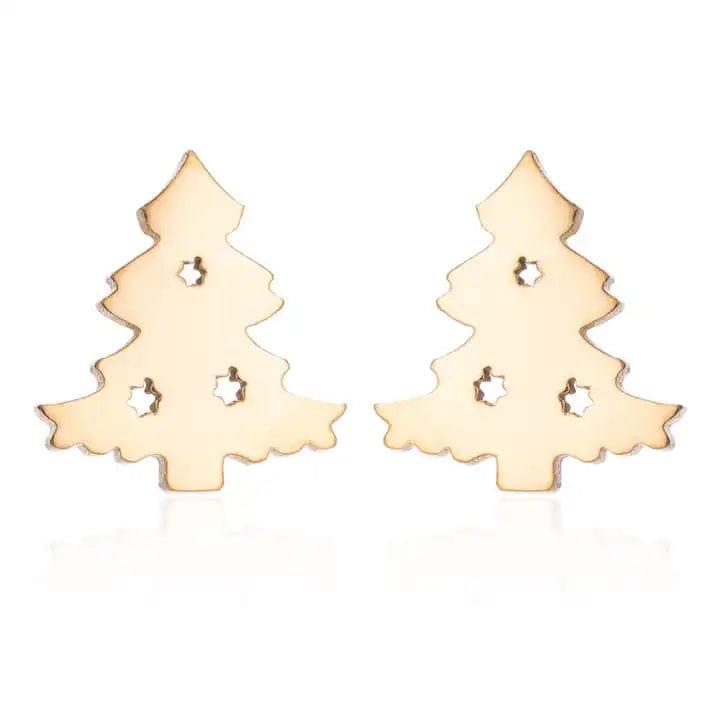 Pavoco Ohrringe Weihnachtsbaum / Gold Elegante Ohrringe für Damen aus 925er Silber festlich Weihnachtsdesign