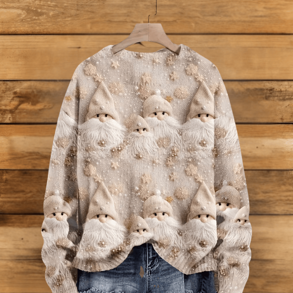 Pavoco Pullover Beige / S Lustiger Weihnachtspullover für Damen bequem mit Katzenmotiv Winter