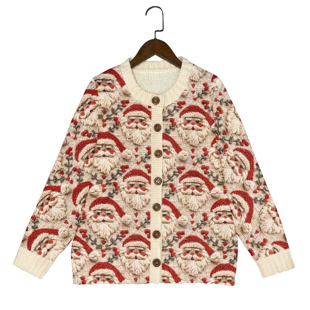 Pavoco Pullover Festliche Strickjacke für Damen mit Weihnachtsmannmuster bequem warm