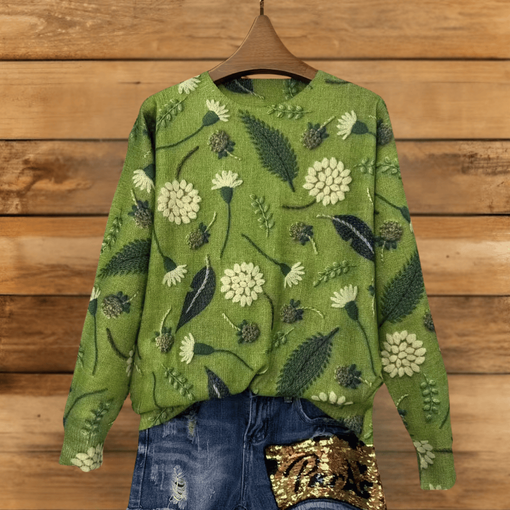 Pavoco Pullover Grün / S Lustiger Weihnachtspullover für Damen bequem mit Katzenmotiv Winter