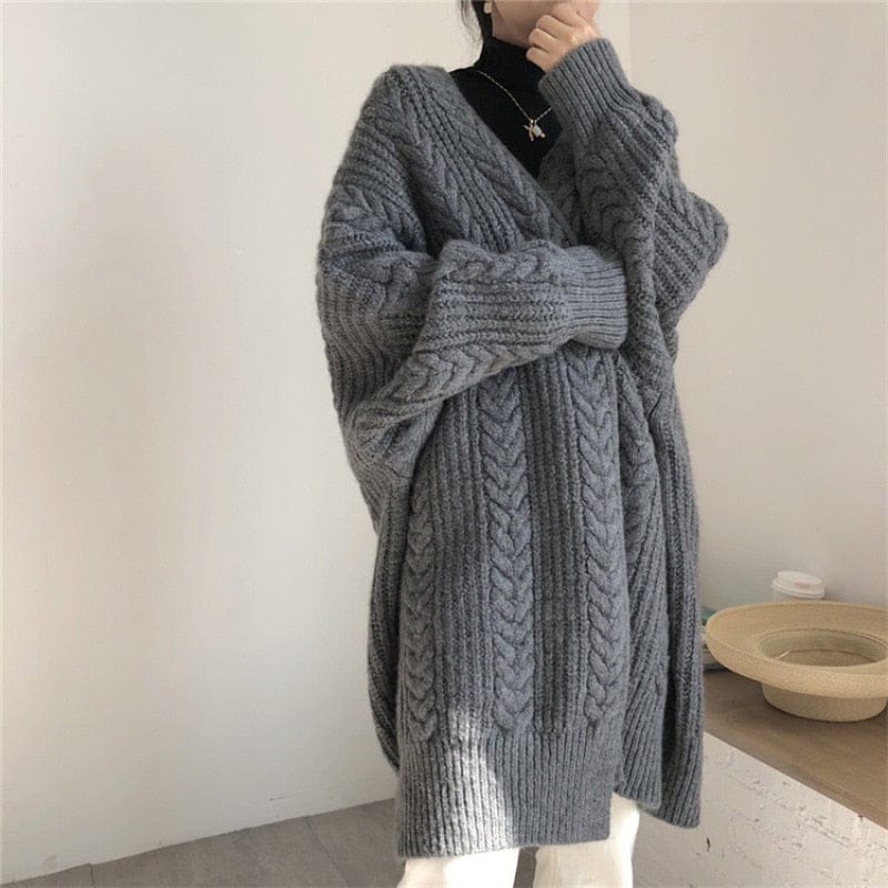 Pavoco Pullover & Strickjacken Grau / Einheitsgröße Bequeme Strickjacke für Damen aus Wolle langarm zeitlos elegant Winter