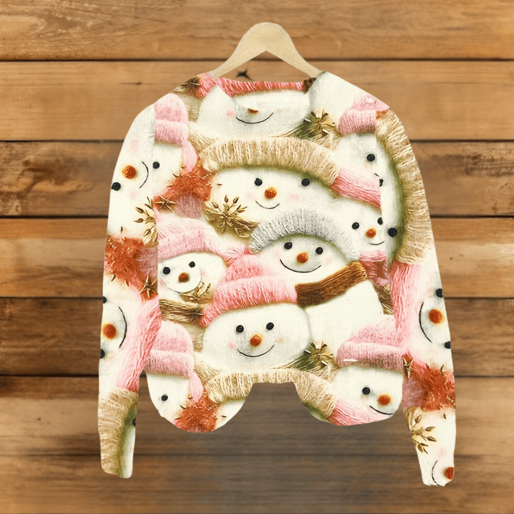 Pavoco Pullover Weiß/Rosa / S Lustiger Weihnachtspullover für Damen bequem mit Katzenmotiv Winter