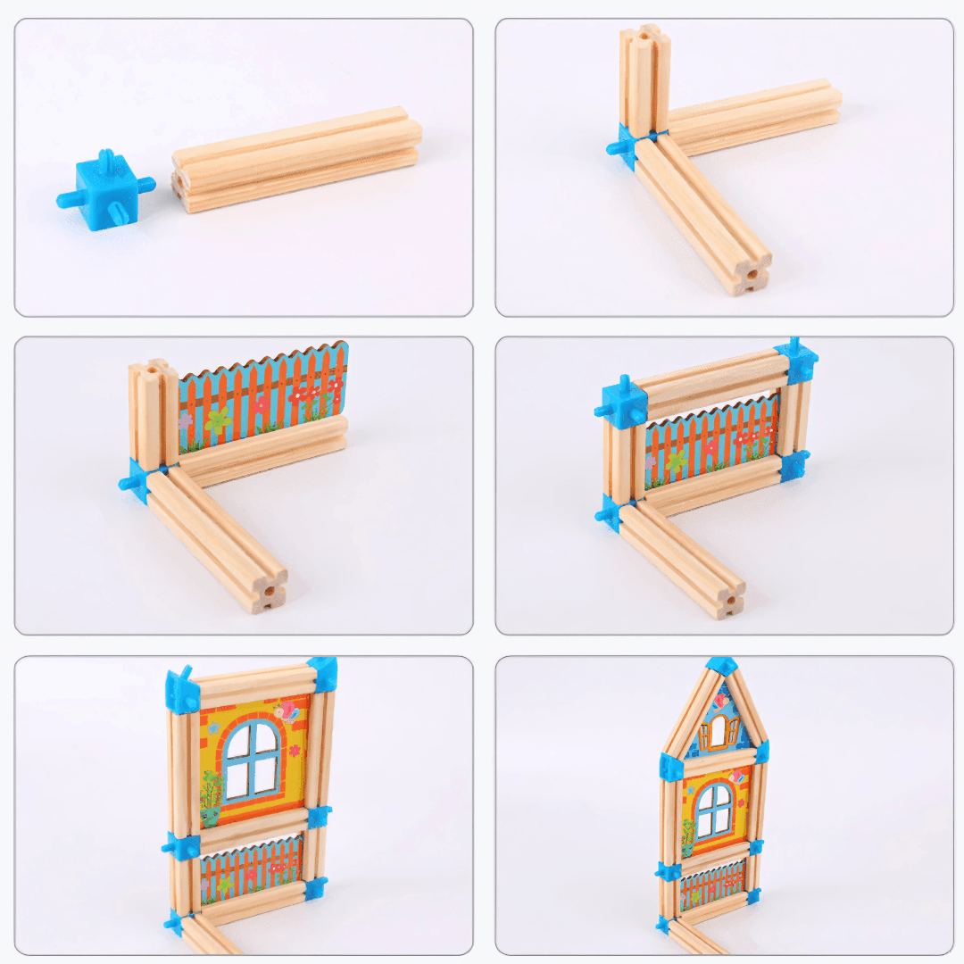Pavoco Puppenhäuser & Spielsets Kreativer Puppenhaus Bausatz für Kinder aus Holz interaktiv nachhaltig fördert Feinmotorik