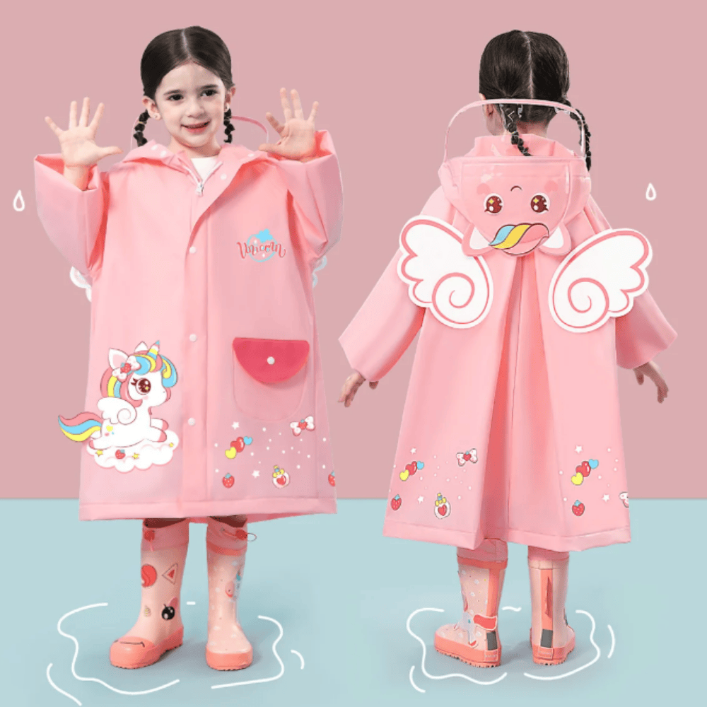 Pavoco Regenbekleidung Bunte Kinderjacke leicht faltbar wasserdicht mit Tiermuster für Spiel und Spaß