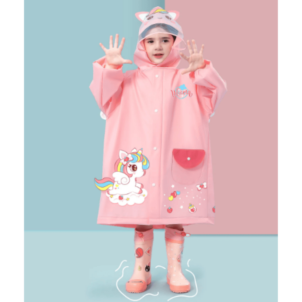 Pavoco Regenbekleidung Rosa / S Bunte Kinderjacke leicht faltbar wasserdicht mit Tiermuster für Spiel und Spaß