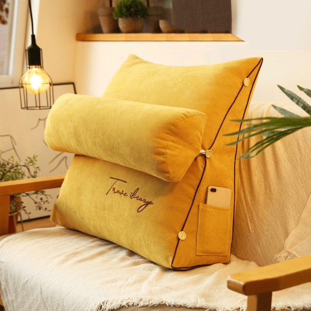 Pavoco Rückenpolster Gelb Atmungsaktives Rückenstützkissen für Erwachsene dreieckig vielseitig für Sofa und Stuhl