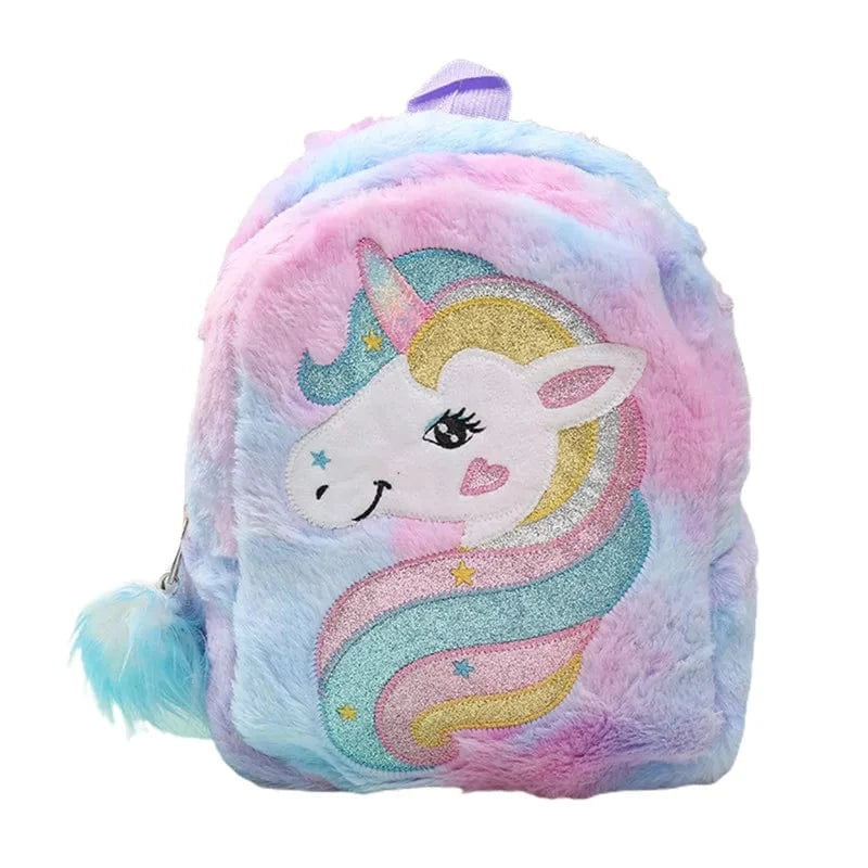 Pavoco Rucksäcke Blau - Rosa Einhorn | niedlicher Plüsch-Rucksack für Kinder leicht