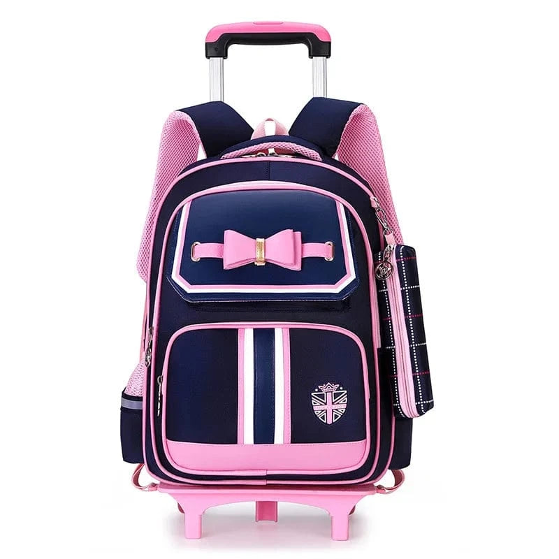 Pavoco Rucksäcke und Taschen für Kinder 2 Räder blau Evandria | praktischer Rucksack mit Rollen für Kinder stilvoll