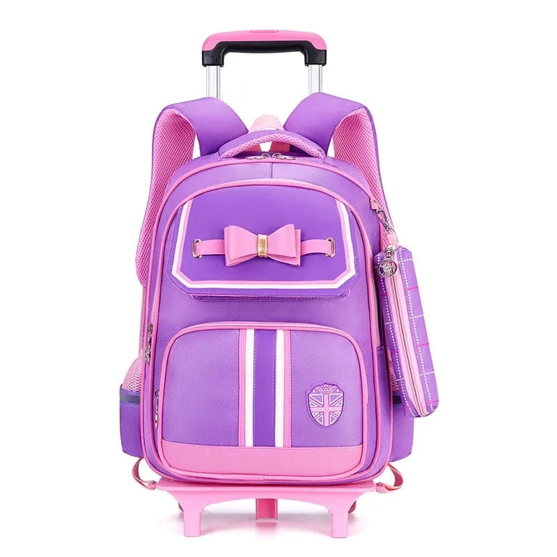 Pavoco Rucksäcke und Taschen für Kinder 2 Räder lila Evandria | praktischer Rucksack mit Rollen für Kinder stilvoll
