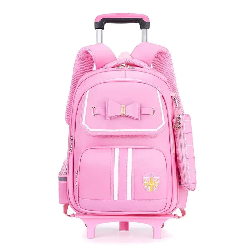 Pavoco Rucksäcke und Taschen für Kinder 2 Räder pink Evandria | praktischer Rucksack mit Rollen für Kinder stilvoll