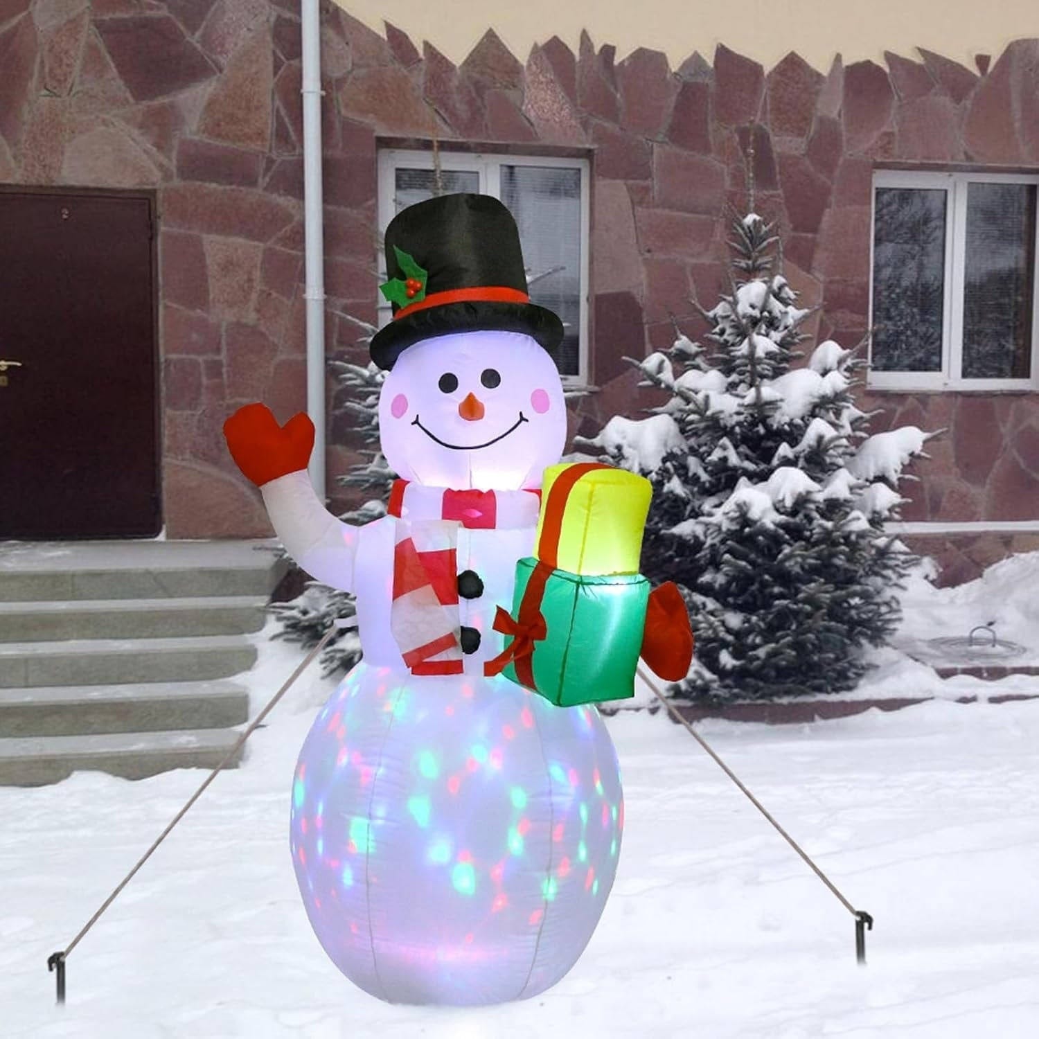 Pavoco Saisonale Dekoration Default Wetterfester Aufblasbarer Schneemann für Außen Weihnachtsdekoration mit LED-Lichtern