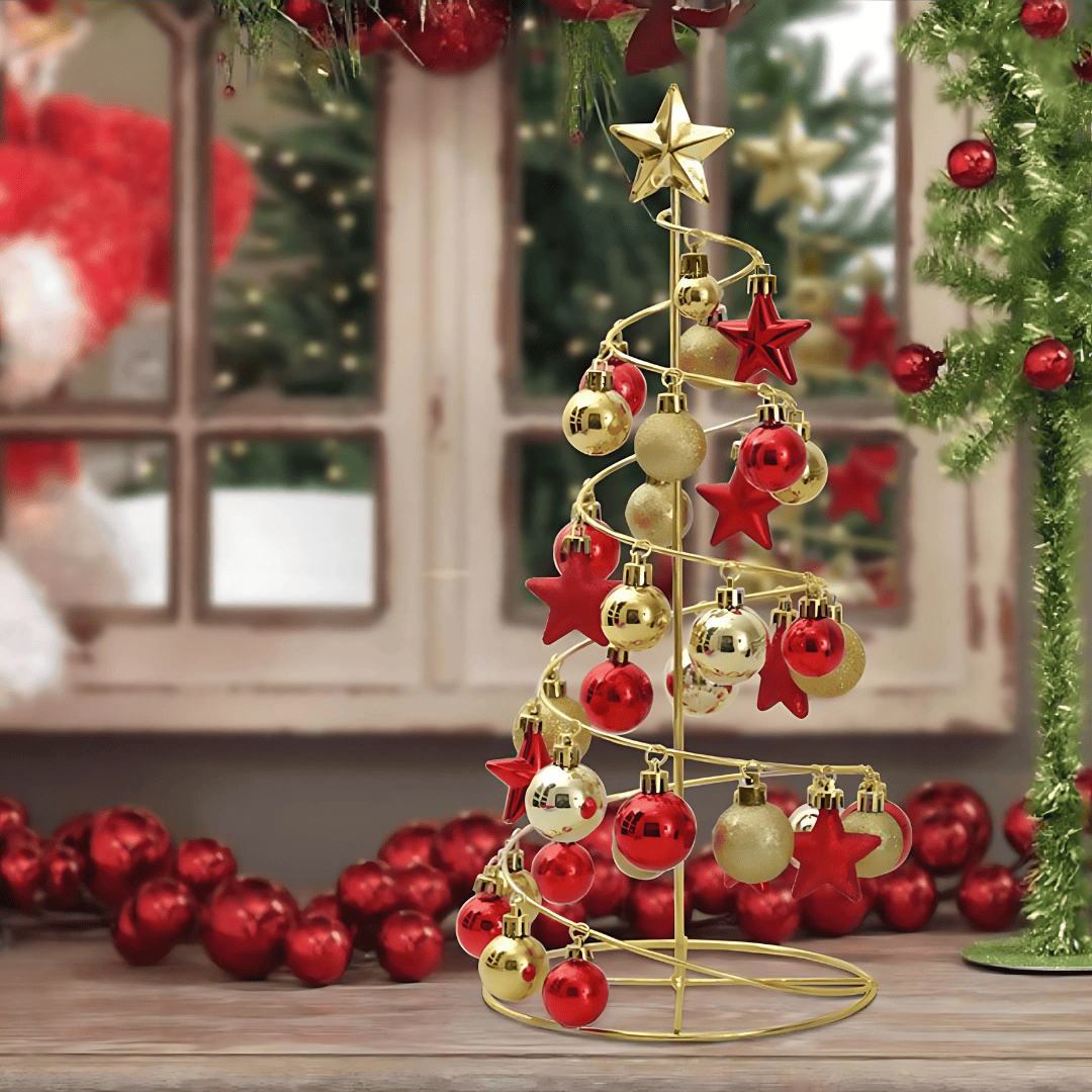 Pavoco Saisonale Dekorationen Default Eleganter Tisch Weihnachtsbaum kompakt mit goldenen Ornamenten Weihnachten