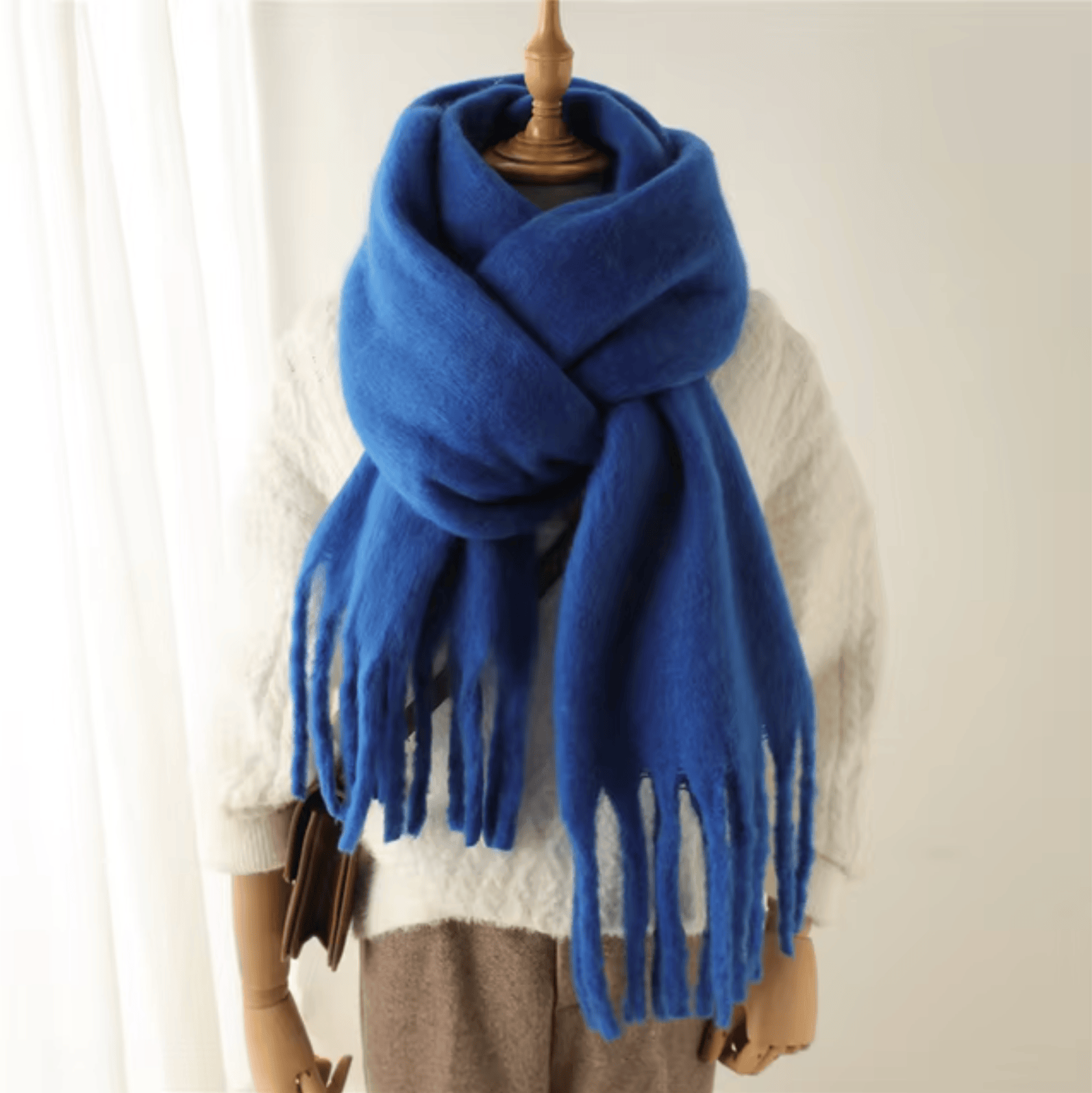Pavoco Schals & Tücher Blau Eleganter Winterschal für Damen warm aus Pashmina vielseitig für Winter