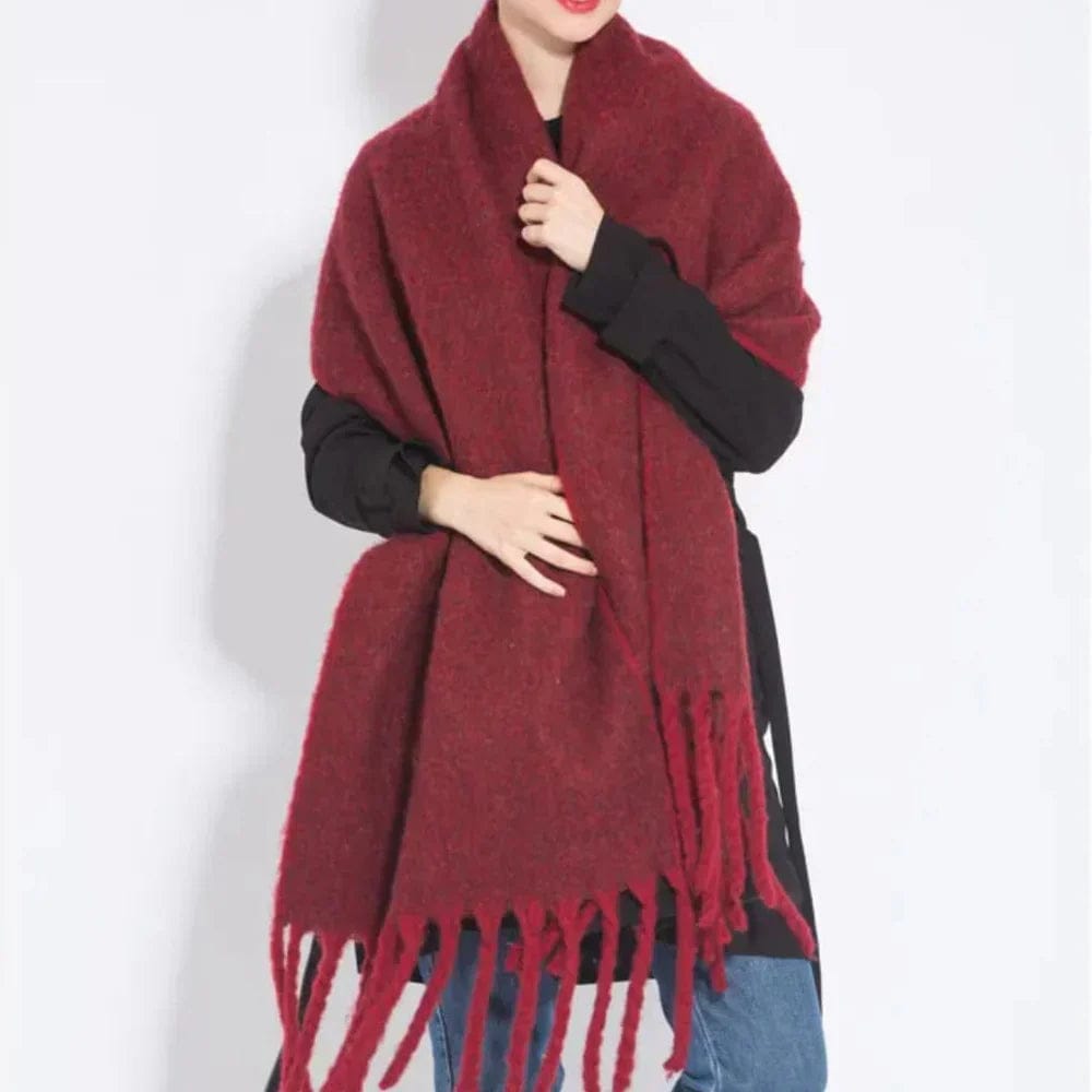Pavoco Schals & Tücher Bordeaux Weicher Kaschmirschal für Damen lang stilvoll warm Winter 240 cm
