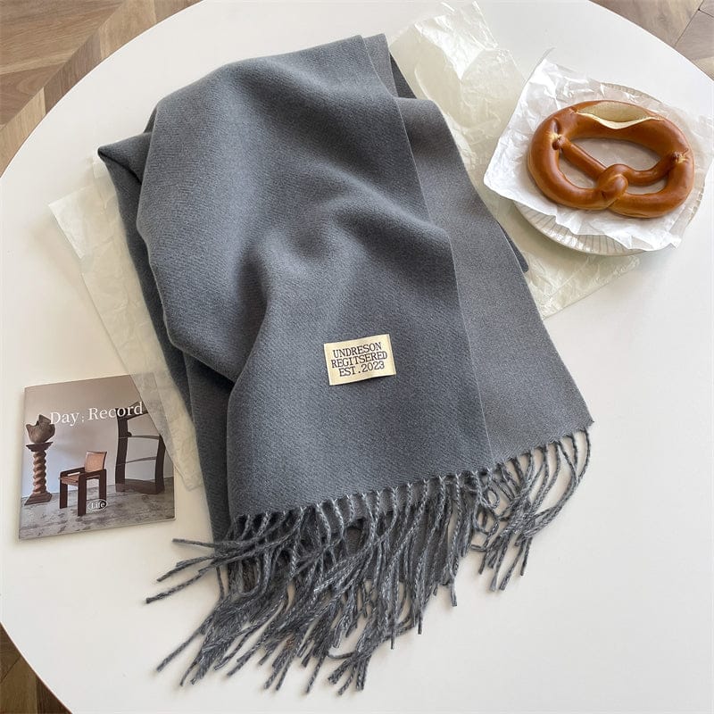 Pavoco Schals & Tücher Grau Luxuriöser Pashmina Schal für Damen doppelseitig mit Quasten elegant warm Winter