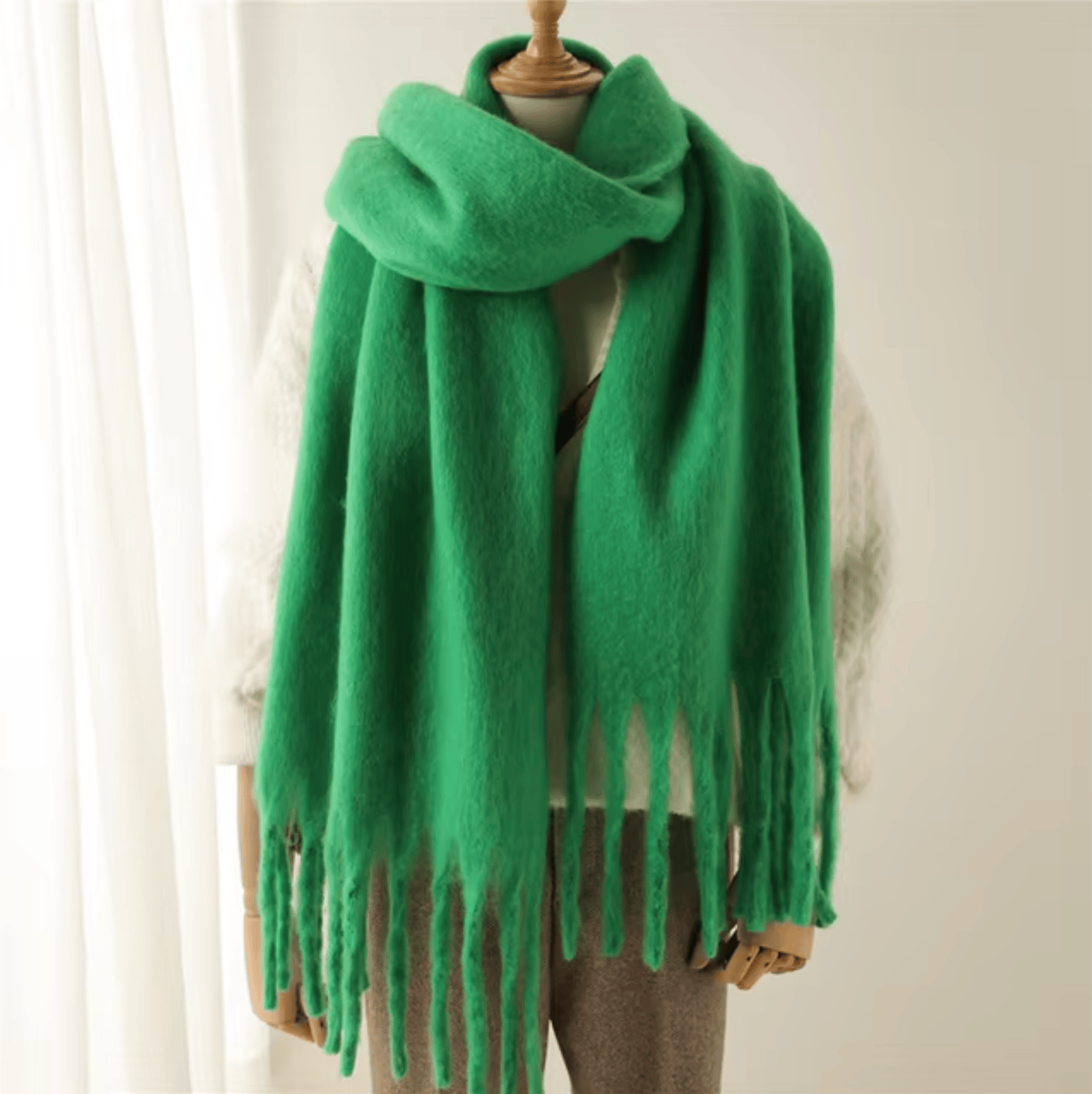 Pavoco Schals & Tücher Grün Eleganter Winterschal für Damen warm aus Pashmina vielseitig für Winter