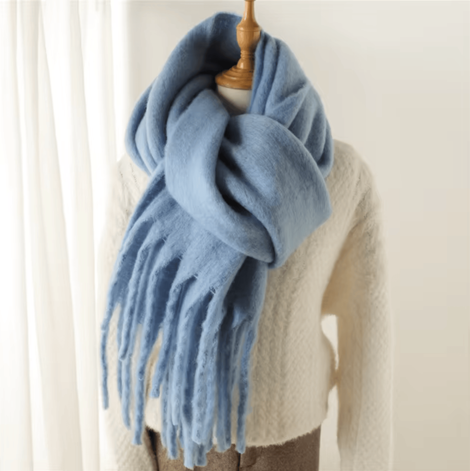Pavoco Schals & Tücher Hellblau Eleganter Winterschal für Damen warm aus Pashmina vielseitig für Winter
