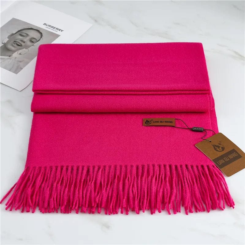 Pavoco Schals & Tücher Helles Pink Weicher Cashmere Schal für Damen warm stilvoll Winter mit Quasten