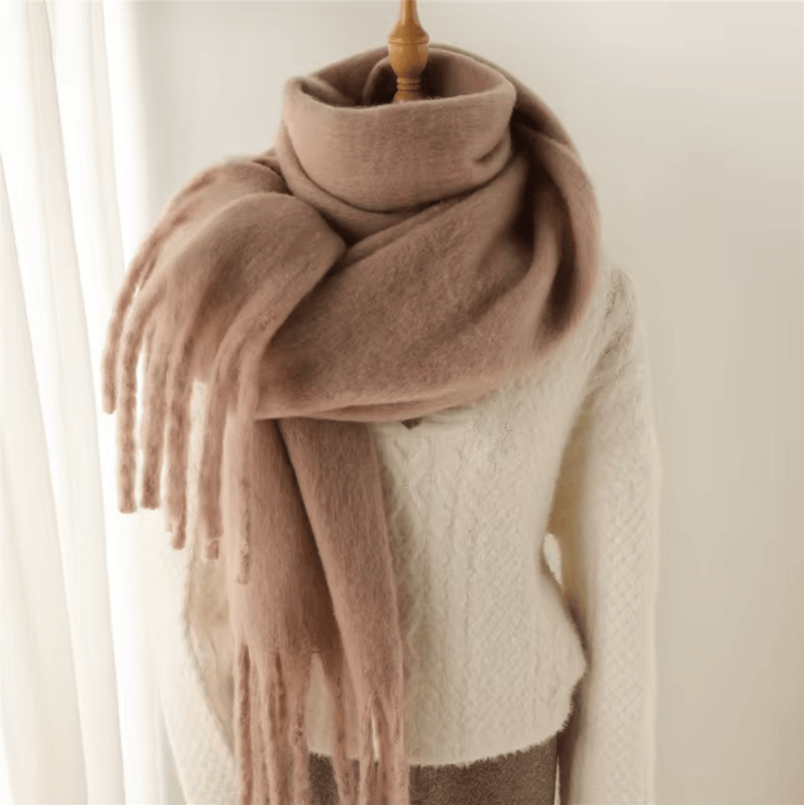 Pavoco Schals & Tücher Khaki Eleganter Winterschal für Damen warm aus Pashmina vielseitig für Winter