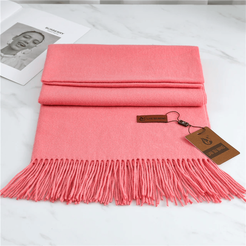 Pavoco Schals & Tücher Rosa Weicher Cashmere Schal für Damen warm stilvoll Winter mit Quasten