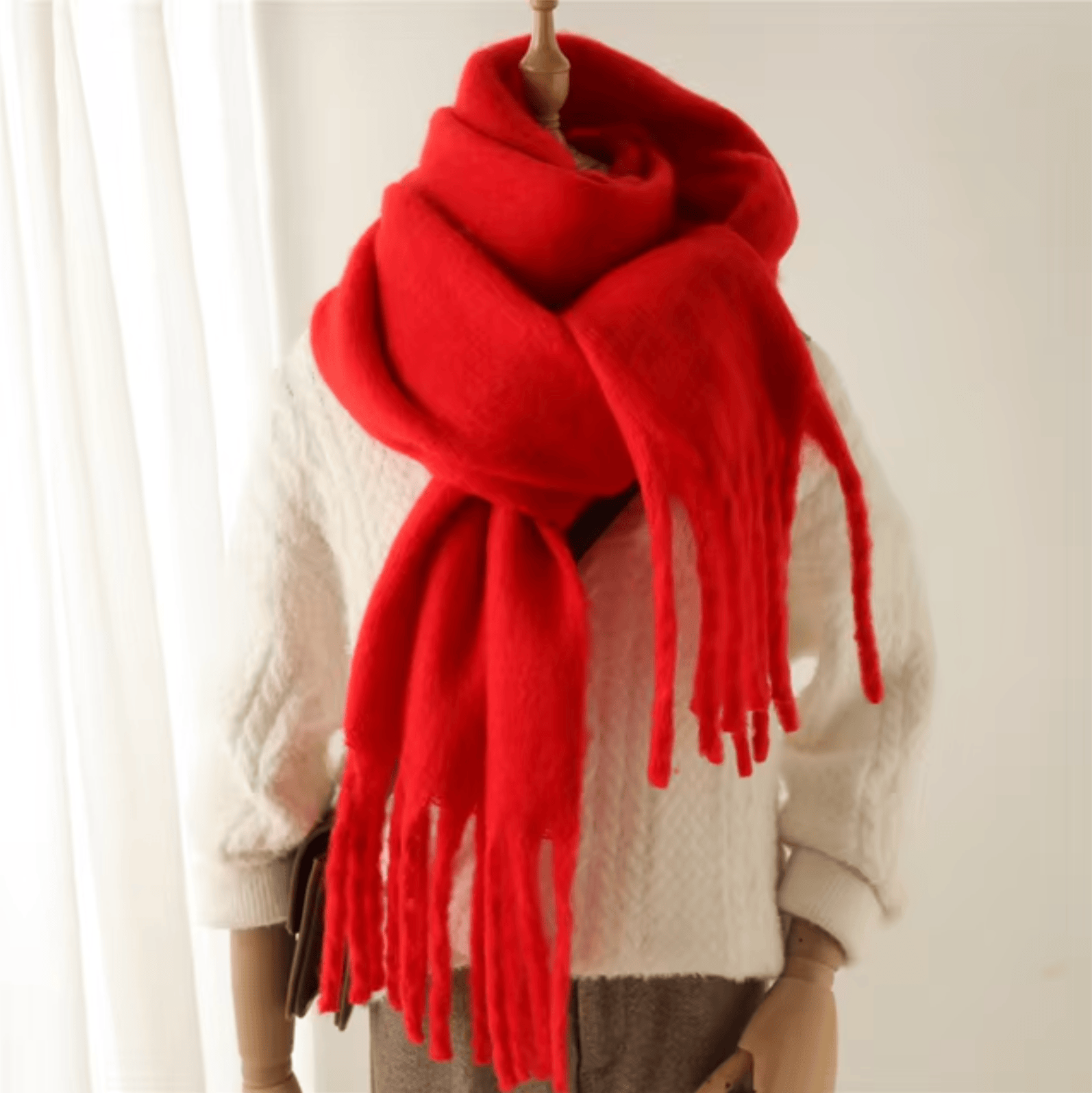 Pavoco Schals & Tücher Rot Eleganter Winterschal für Damen warm aus Pashmina vielseitig für Winter