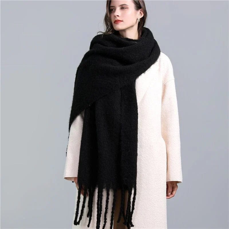 Pavoco Schals & Tücher Schwarz Eleganter Karierter Schal für Damen warm aus Kaschmir Winter