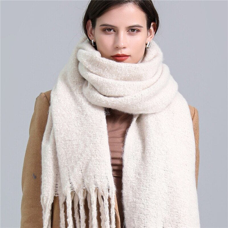 Pavoco Schals & Tücher Weiß Eleganter Karierter Schal für Damen warm aus Kaschmir Winter
