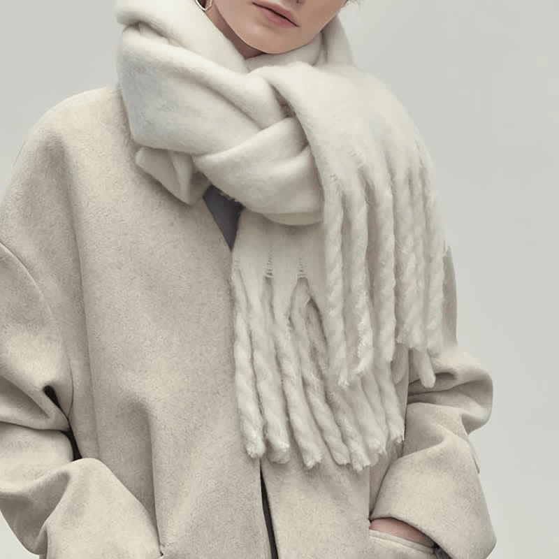 Pavoco Schals Weiß / Einheitsgröße Weicher Winterschal für Damen gestrickt stilvoll warm aus Kaschmir Winter