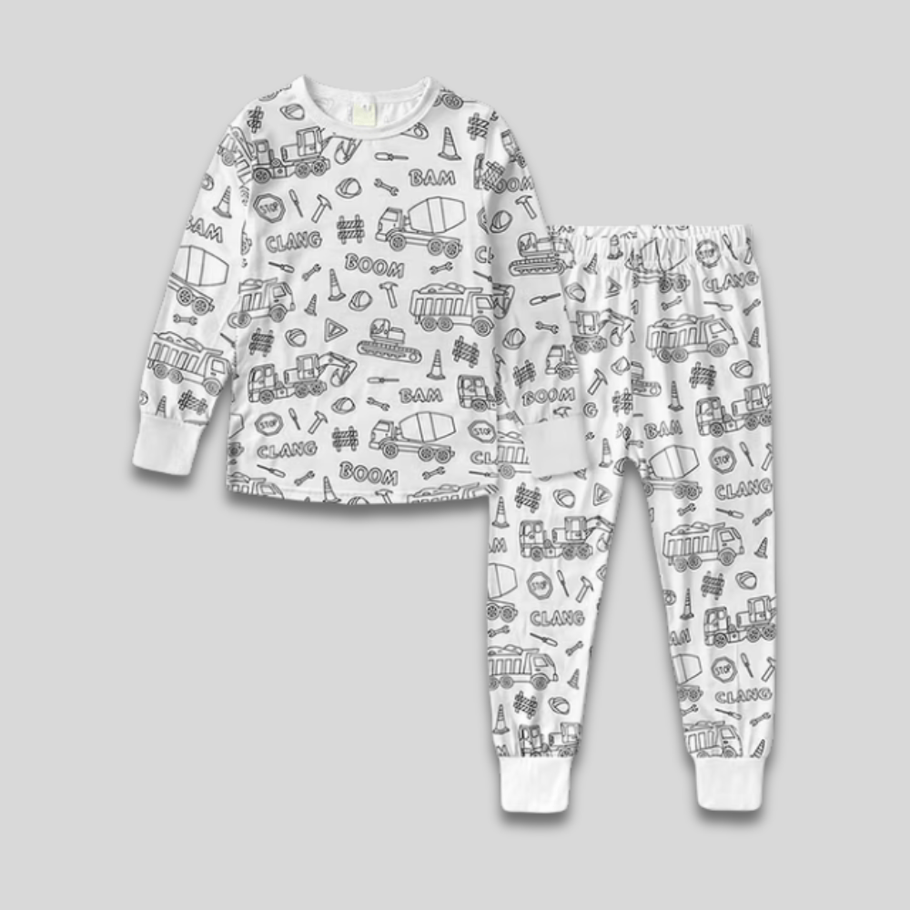 Pavoco Schlafanzüge Bagger / 3T Gemütliches Weihnachts-Pyjama-Set für Kinder langarm weich zweiteilig festlich